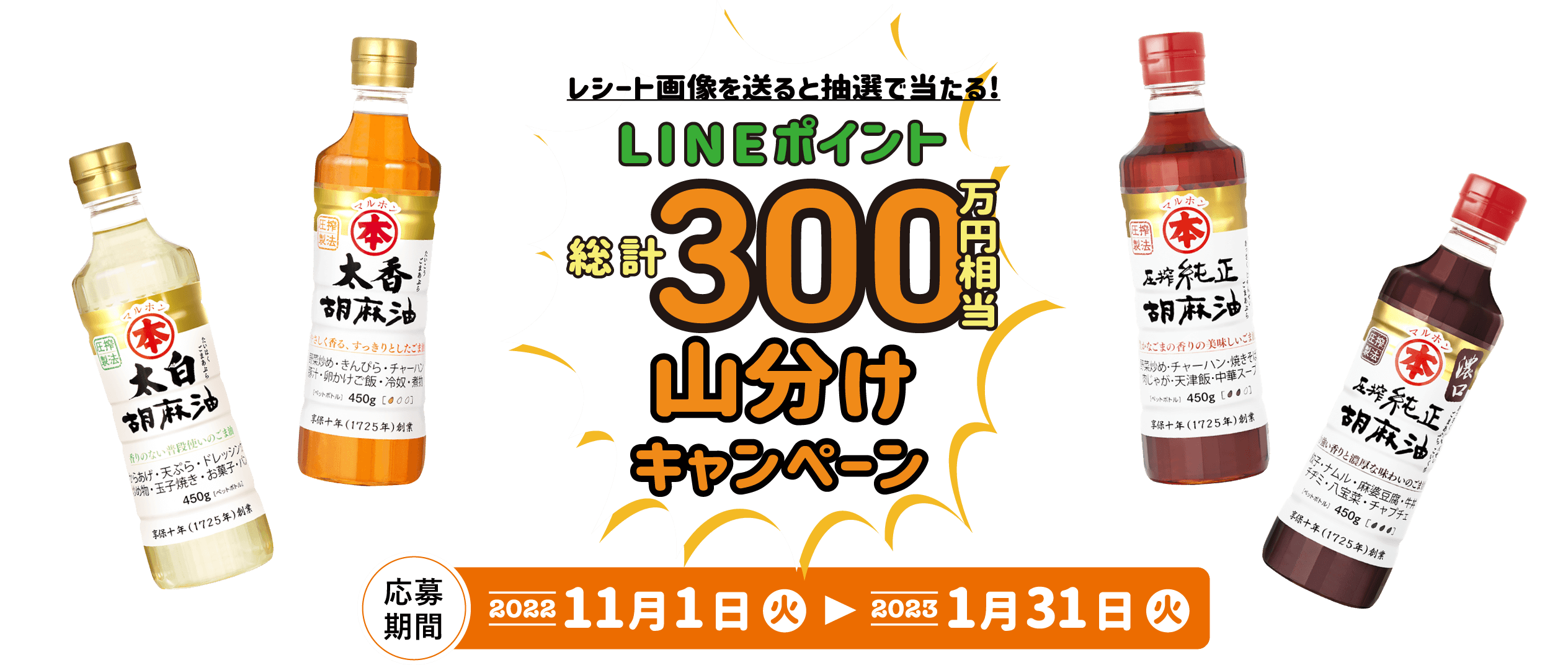 LINEポイント総計300万円相当山分けキャンペーン 応募期間2022年11月1日火曜〜2023年1月31日火曜